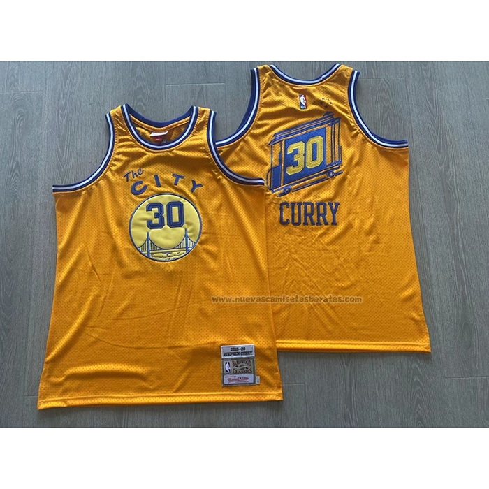 Camiseta Golden State Warriors Stephen Curry NO 30 Mitchell & Ness 2019-20 Amarillo